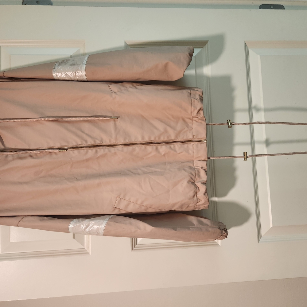 Beige Hooded Jacket with Reflective Stripes